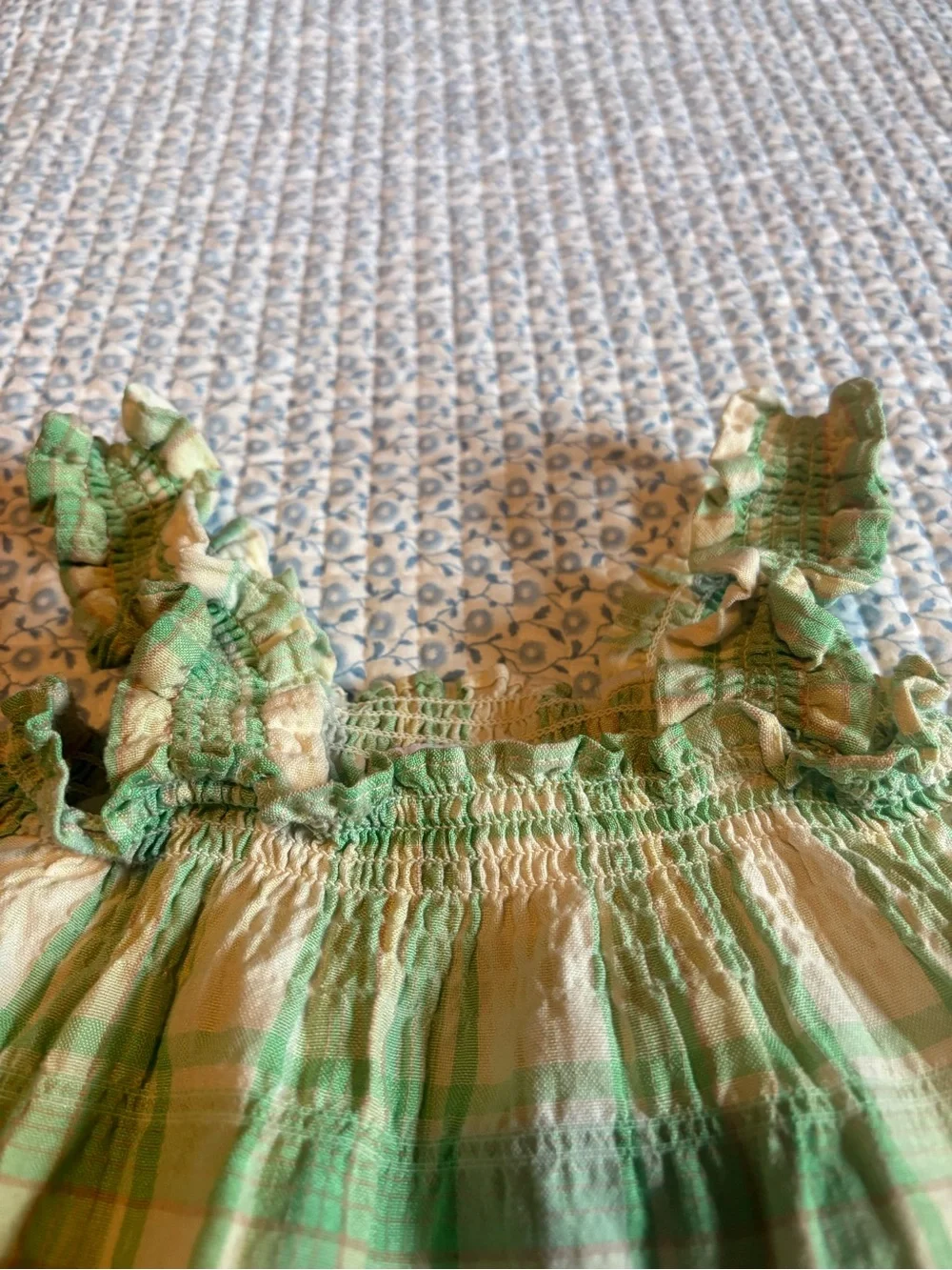 Old Navy Green Plaid Ruffle-Strap Sundress